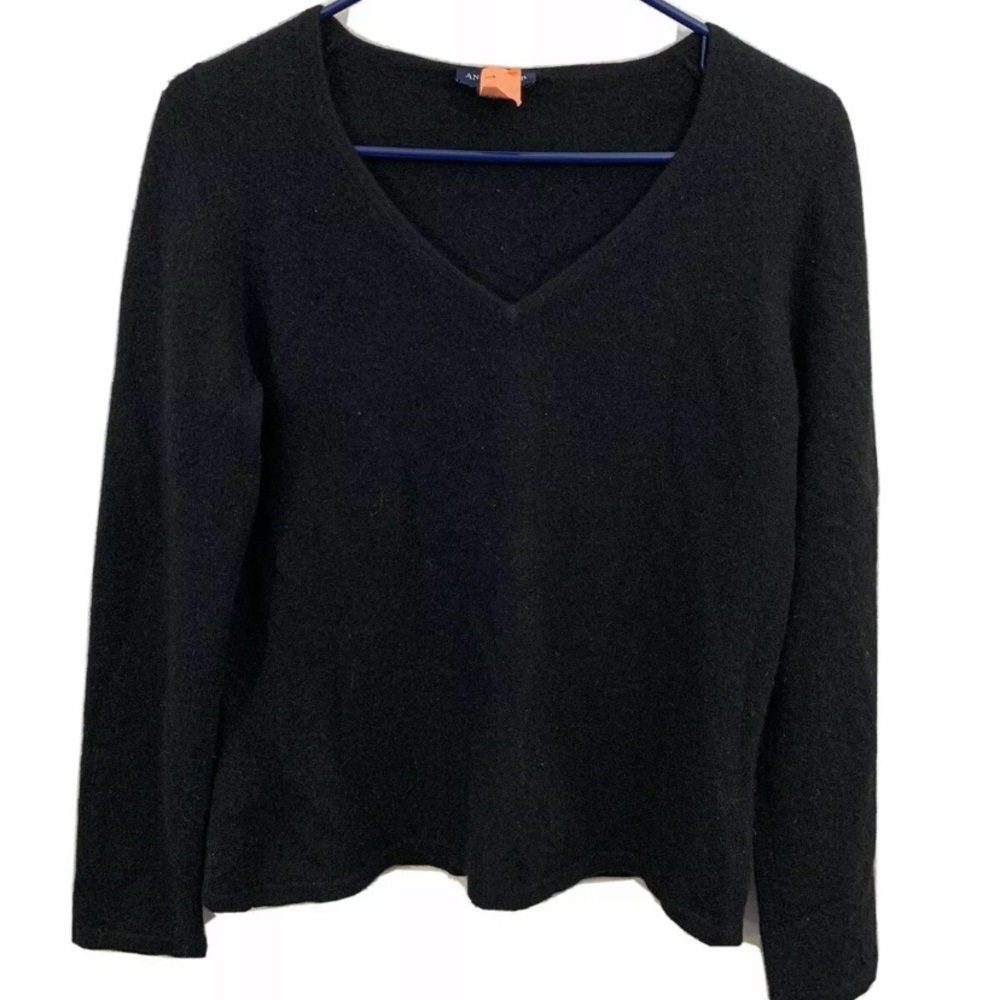 Ann Taylor 100% Cashmere Large VNeck Black sweater